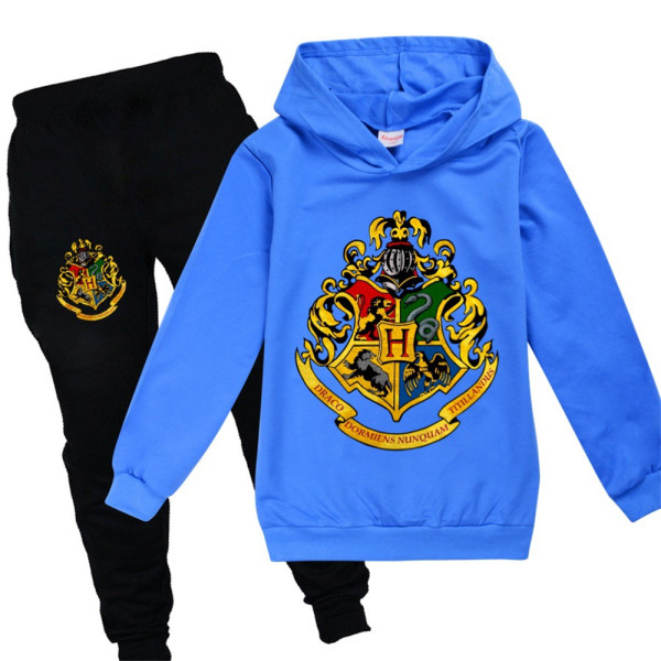 Barn Harry Potter Hoodie Sweatshirt Byxor Träningsoverall Casual Set dark blue 140cm