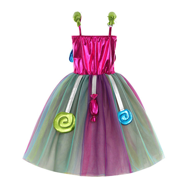 Påskgodisdräkt med pannband Kids Rainbow Lollipop Dress L