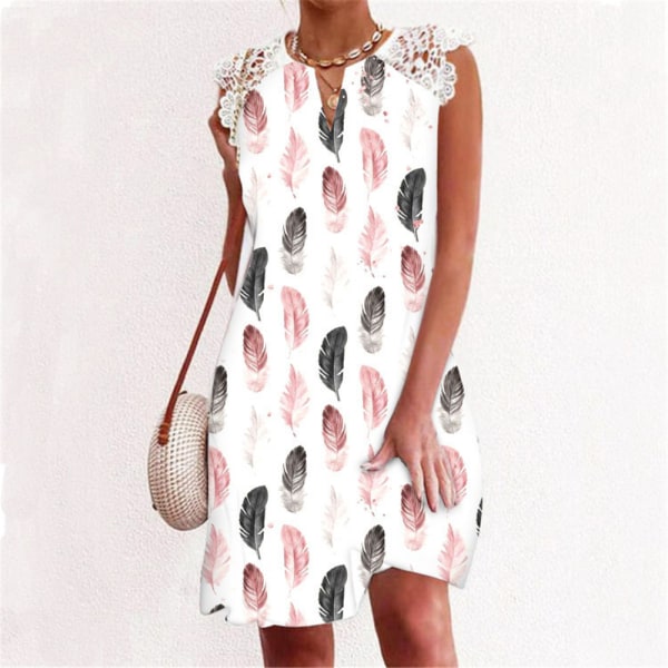 Kvinnor Print sommarblommatrycksklänning Vacation Beach Midi-klänning #2 M