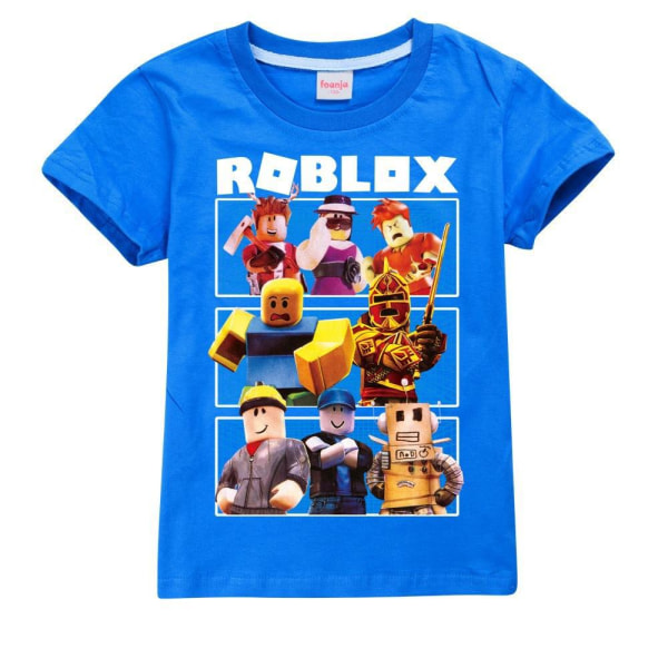 Roblox T-shirt med tryck för barn, pojkar och flickor, kortärmad skjorta, sommartoppar, casual Dark Blue 11-12 Years