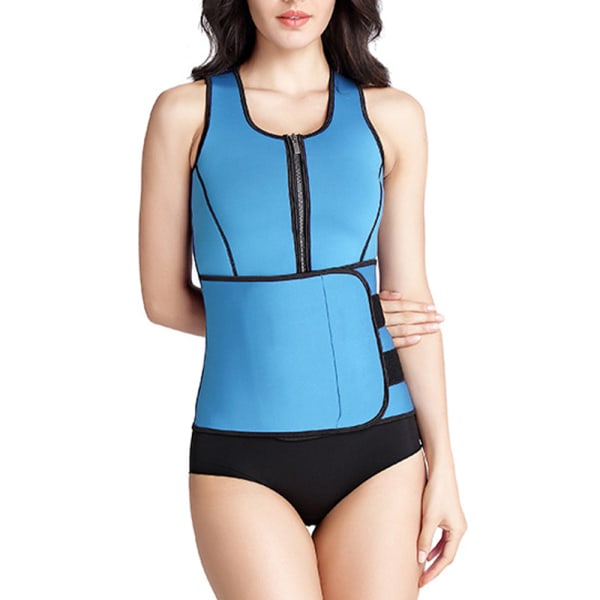 Waist trainer Bastuväst Suit Tank Trimmer Bälte Gym Sport Blue XL