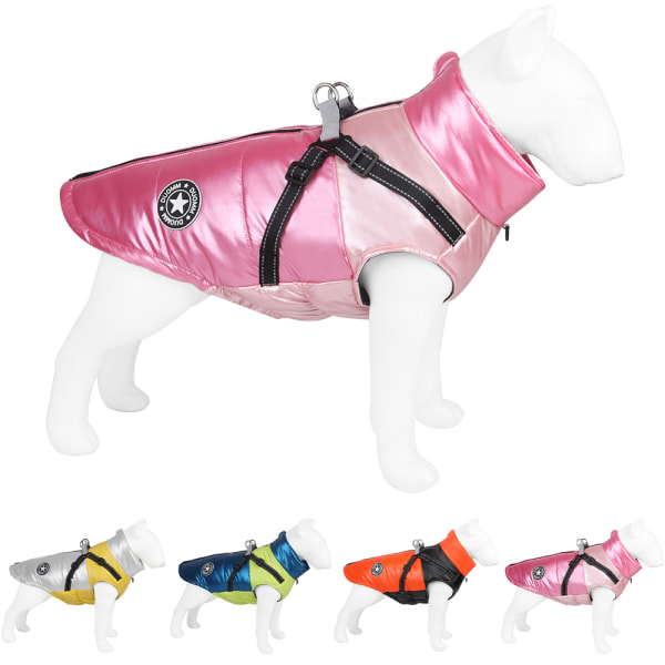 Pet Dog Reflekterande Jacka Kappa Väst Justerbar plysch halsringning pink XL