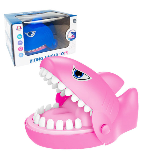 Bitande djurleksak Bitande fingerspel Tandläkarespel Munskämt Pink Shark