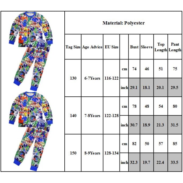 Roblox Rainbow Friends T-shirt Byxa Sportwear Pyjamas Nattkläder 140cm