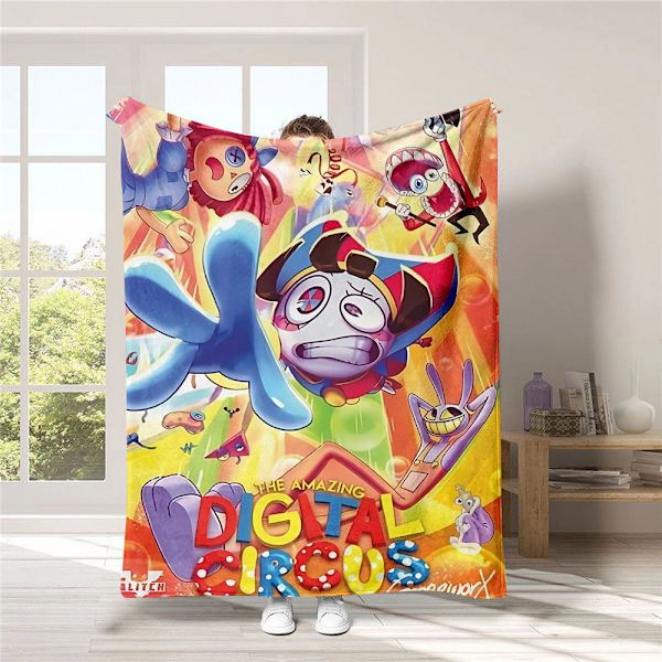 Fantastisk digital cirkusfilt Lätt filt för alla årstider 3d tryckdesign 125*150cm