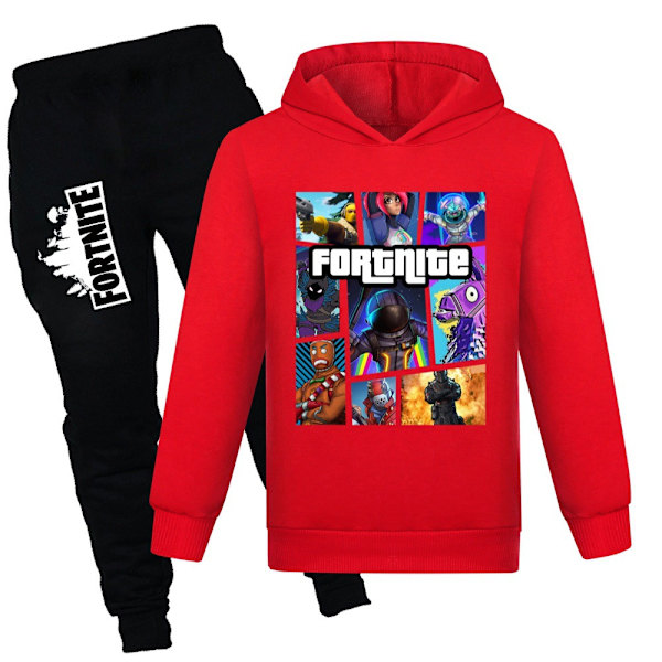 Barn Långärmad Hoodies Spel Tracksuits Pojkar Flickor Set Toppar & Byxor Red 140cm