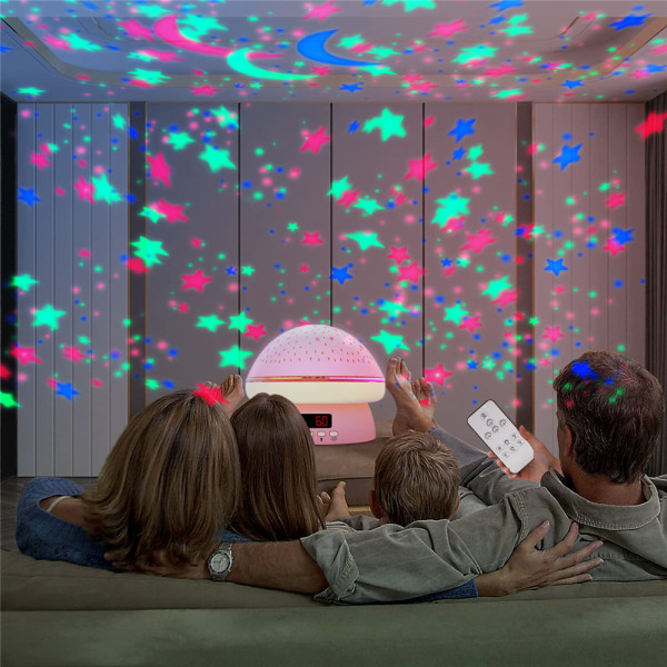 Star Night Light Projector Sovrum med timer och fjärrkontroll pink
