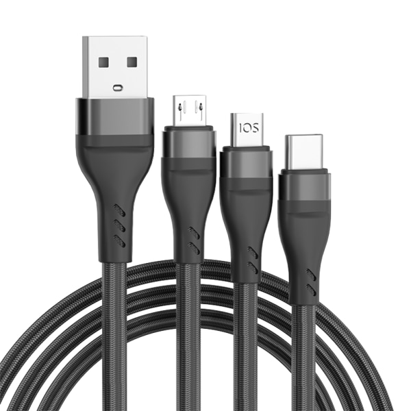 Multi 3A 3-i-1 USB -laddningssladd med telefon/typ C black