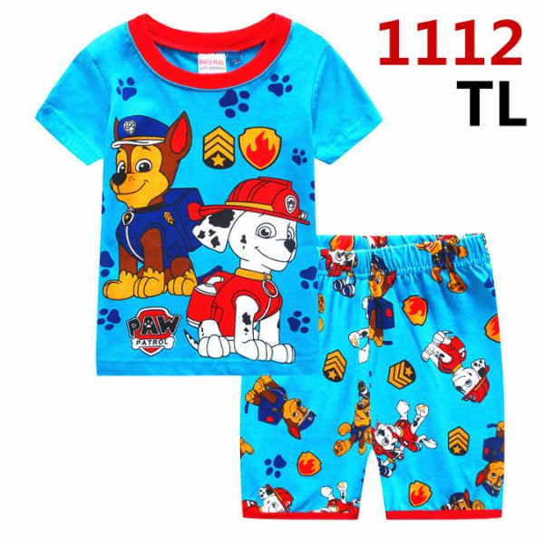 Barn Pojkar Flickor Cartoon PAW Patrol Sovkläder Kortärmad T-shirt Topp Shorts Set C 7 Years