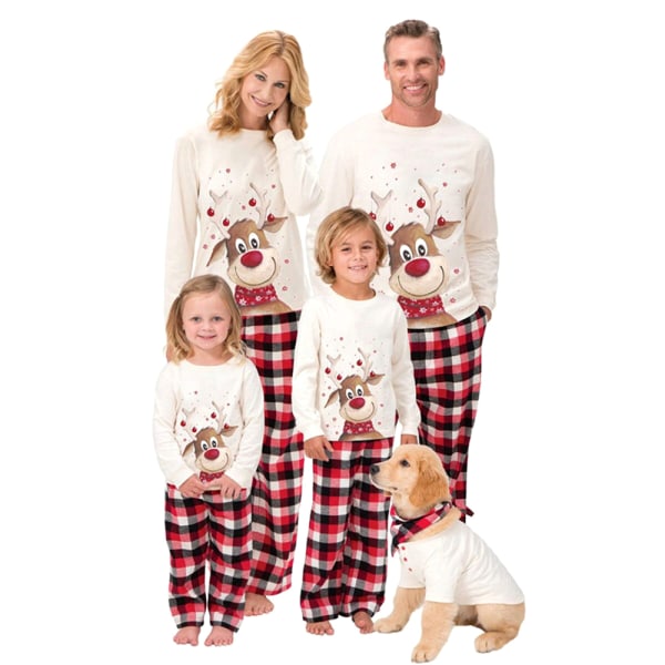 Julen långärmad T-shirt och byxor inomhusfest familjepjamas dad 4XL