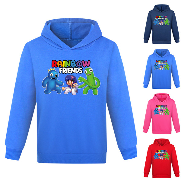 Rainbow Friends Hooded Hoodie Kids Long Sleeve Sweatshirt Tops Dark Blue 160cm