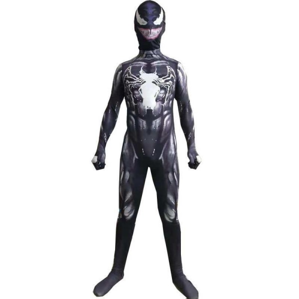 Pojke svart superhjälte Halloween cosplay kostym jumpsuit fancy 5-6 Years