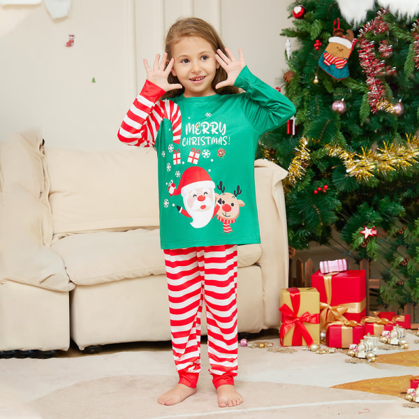 Familjematchande pyjamas set julpyjamas mjuka loungewear Kids 10T