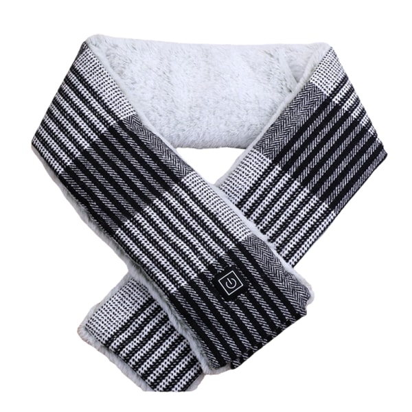 Elektrisk uppvärmd halsduk vinterhalsvärmare sjal USB mjuk present Black and white plaid