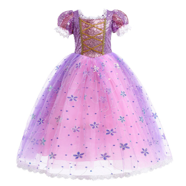 Frozen Rapunzel Klänning Tjej Födelsedagsfest Klänning Prinsessklänning 130cm