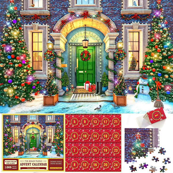 Adventskalender 2023 Pussel Adventskalender 2023, 1008 pusselbitar 24 dagars jul