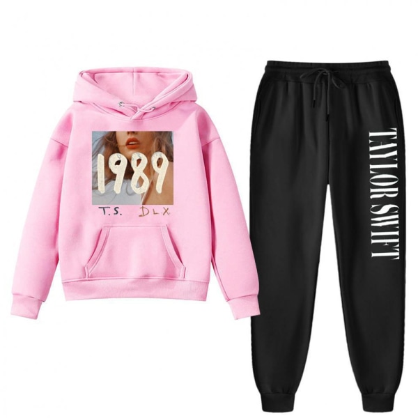 Taylor Swift 1989 Tryckt Träningsset Barn Pojkar Flickor Pullover Hoodie Sweatshirt Toppar Byxor Pink 140cm
