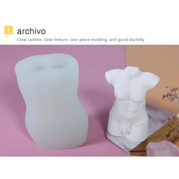 3D DIY Body Candle Mould Silikonform Form #1 Oblique shoulder