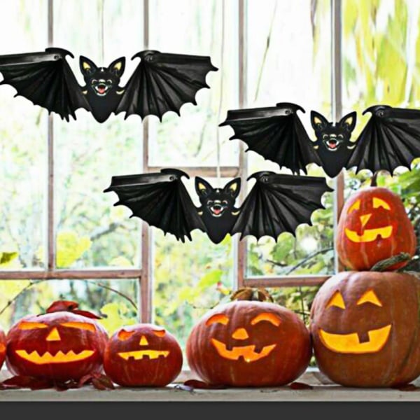 Konstgjord flygande fladdermus häxa rekvisita Halloween hopfällbar dekor hänge