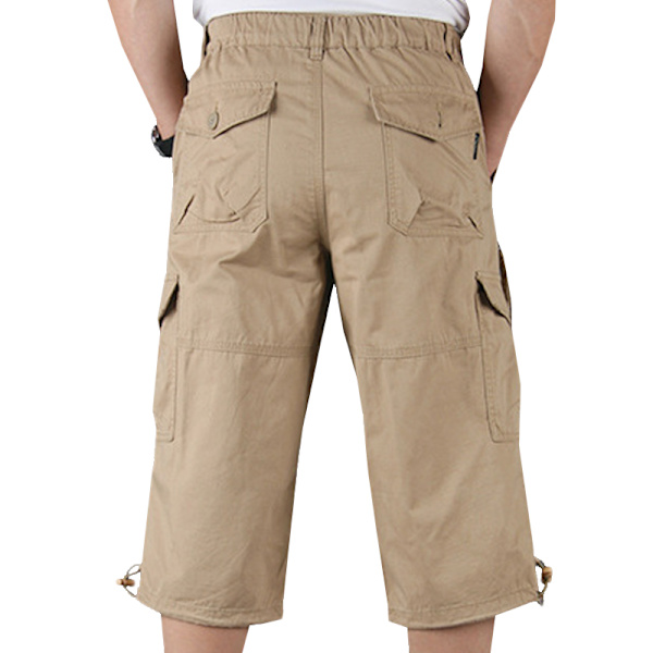 Herrklippta overaller multifickor utomhus sport casual shorts khaki L