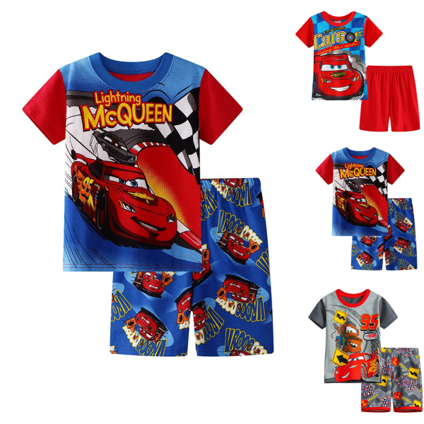 Barn Cartoon Bilar Tryck Pyjamas T-Shirt Toppar Shorts Set Pojkar Flickor Nattkläder Sovkläder B 4 Years / EU 98