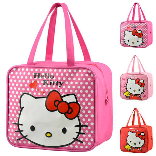 Katie Cat Pojkar och Flickor Mjukisolerad Lunchlåda Behållare Lunch Tote Väska Rose red polka dots