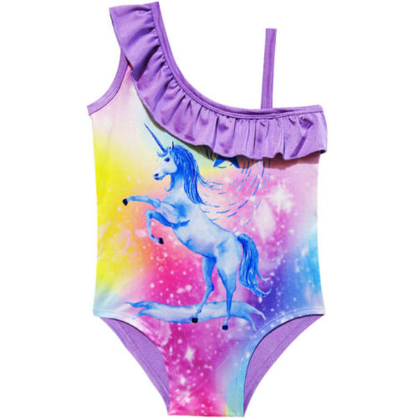 Flickor Enhörning Sommar Kallt Strapless Baddräkt Strandkläder Rose Red 3-4 Years