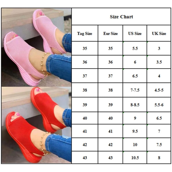 Dam sommarplattform mesh fisk munfluga vävda sport sandaler Pink 41