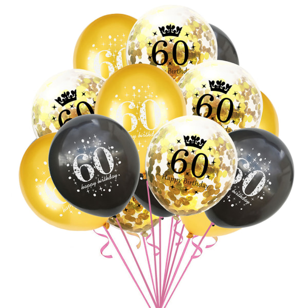 15 st ballonger 16/18/21/30/40/50/60:e Grattis på födelsedagen Party Dekoration 60