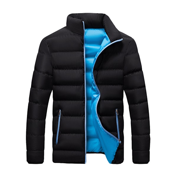 Herr Vinterrockar Herr Höst&Vinter Solid Färg Långärmad Randig Dragkedja Bomullsjackor För Herr Toppar Black Blue 2XL