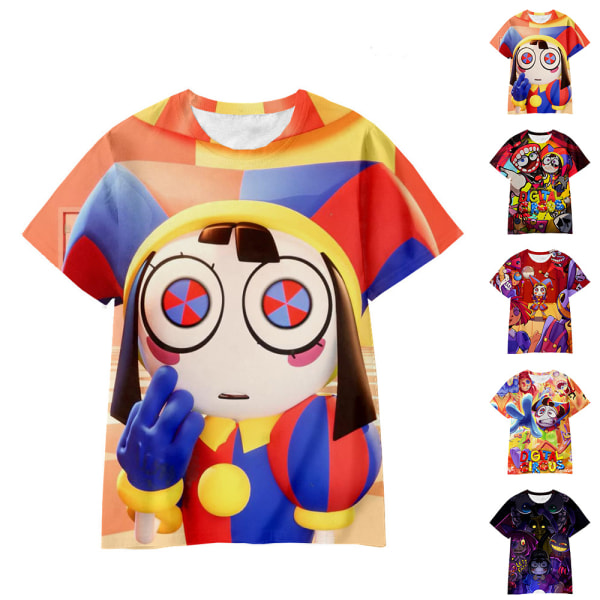 DEN FANTASTISKA DIGITALA CIRKUSEN T-shirt Pojkar Flickor Kortärmad Skjorta E 140cm
