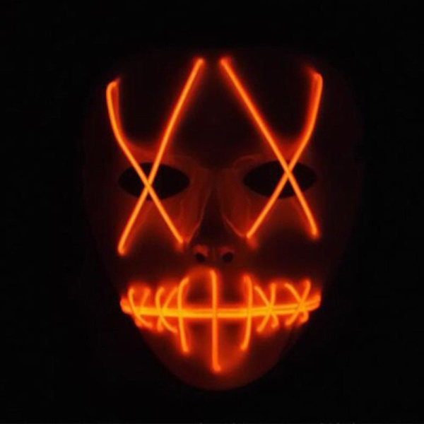 Halloween LED-ljusmask  Maskeradfest Cosplay-kostym Orange light 16*19.5cm