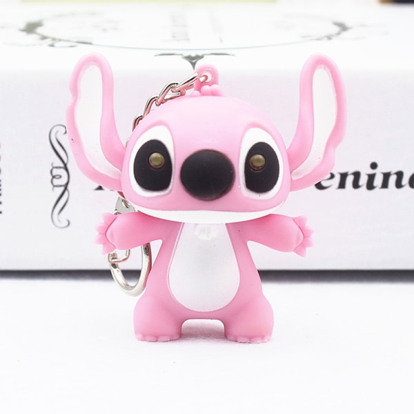 Stitch Nyckelring Ring Handväska Hänge LED Par Barn Julklapp Pink