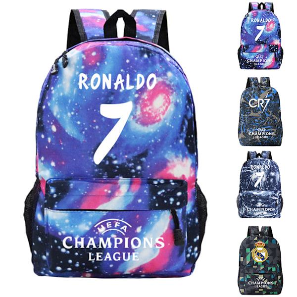 CR7 Ronaldo Tryckt Ryggsäck för Pojkar Flickor, Skolväska Barn Ryggsäckar, Lätt Stora Ryggsäckar Kapacitet Laptop Arbetsresor C