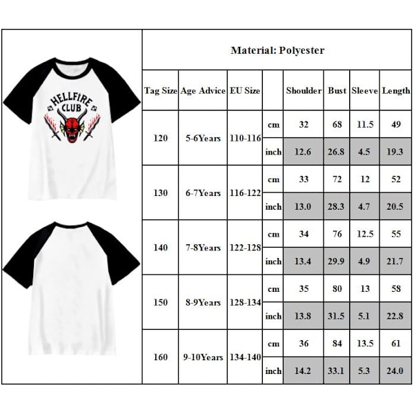 Stranger Things 4 Kids Club T-shirt Cosplay Halloween-kostym 130cm