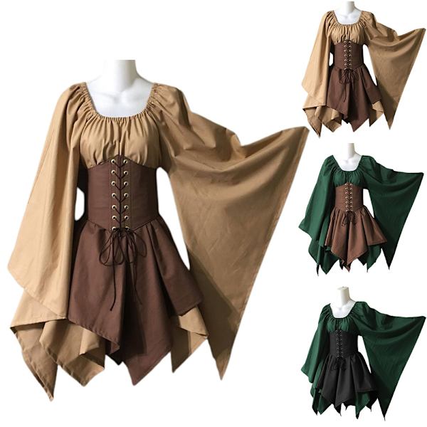 Kvinnors klänning älva älva rollspel klänning smink bal dark green+dark khaki S