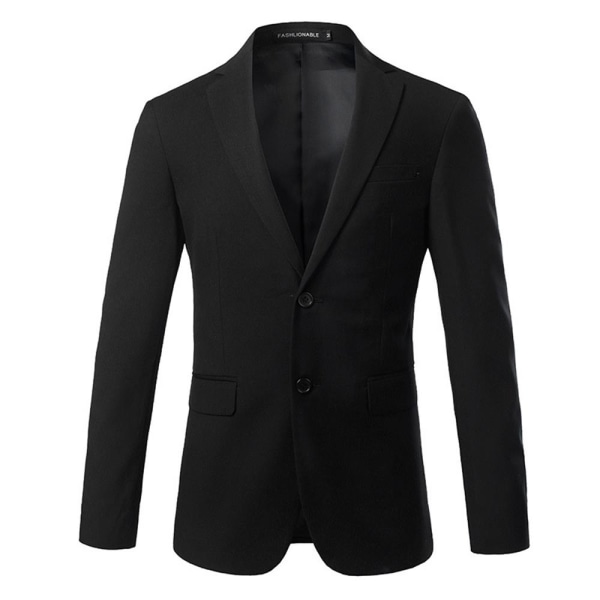 Herrrock Casual Button-Front Stand-Collar Blazer Formell kostym Black L