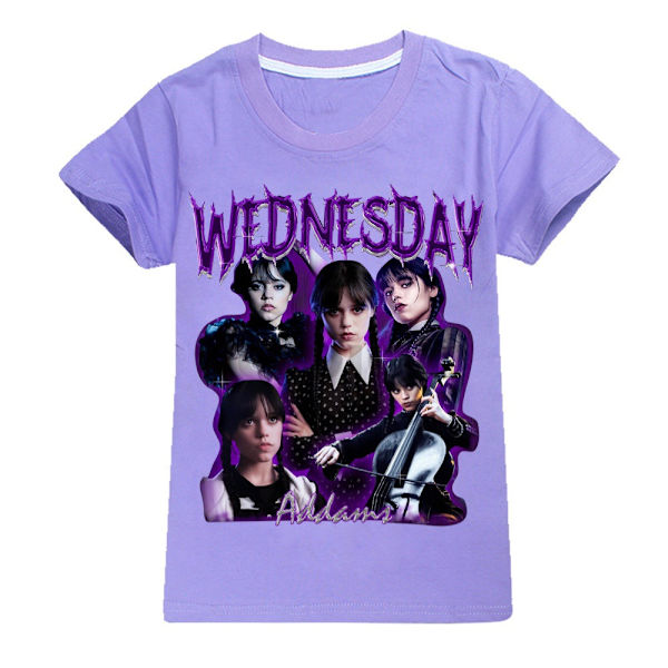 Barn Pojkar Flickor Onsdag Säsong Tryck T-shirts Casual Toppar purple 140cm