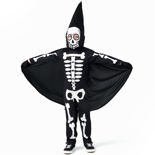 Halloween-kostymer för barns föreställningar, skelett-cosplay black S