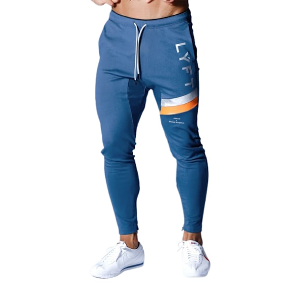 Herr Joggers Cuffed Sweatpants Slim Fit Fleece Joggingbyxor Byxor Blue 3XL