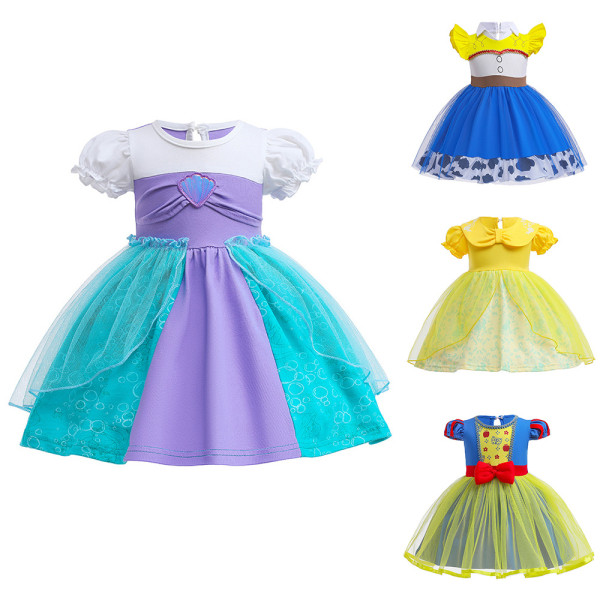 Girls Frozen Disney Snow White Princess Dress Cosplay Costume Bell 100cm