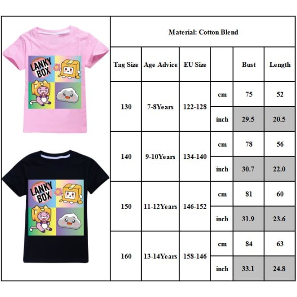 Barn Pojkar Flickor Lankybox Print T-shirts Kortärmade Casual Toppar pink 130cm