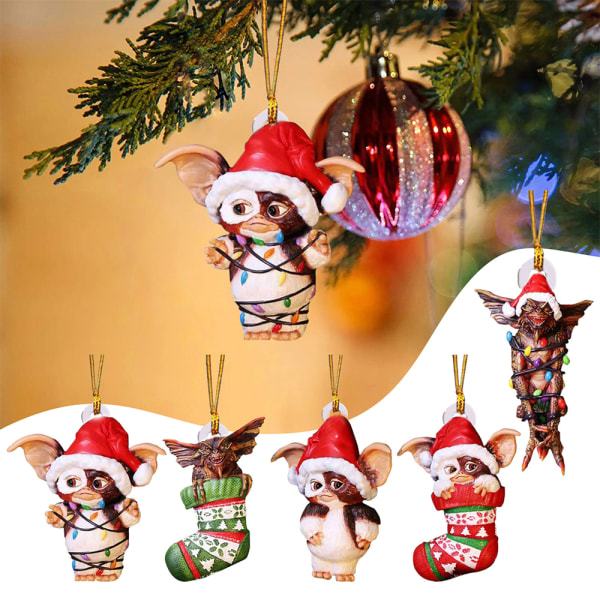 Gremlins Gizmo Fairy Santa Hat Hängande Jul Figur Dekor E