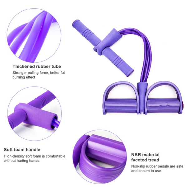 Multifunc Spännrep Elastiskt Yoga Pedal Puller Resistance Band purple
