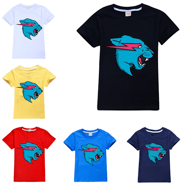T-shirt för pojkar, tecknade toppar, barn pojkar flickor T-shirts, barnkläder, sommar kortärmad Azure Blue 160cm