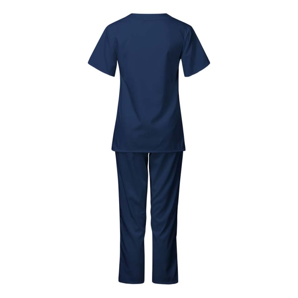 Damläkare Uniform Sjuksköterska Sjukhusbyxor Set Arbetskläder Tee Toppar navy bule M