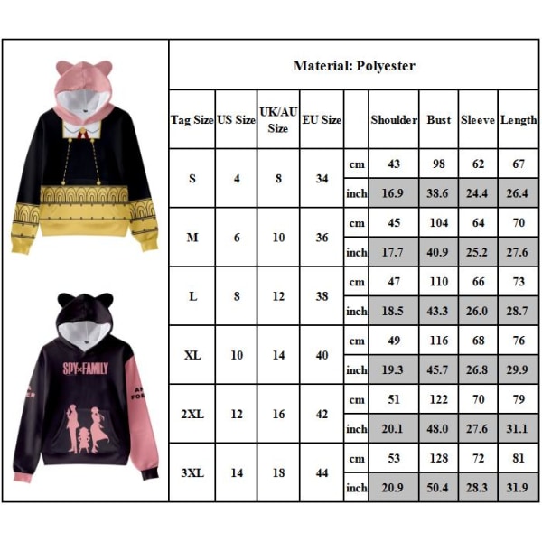 Spy Family Cosplay Långärmad Hoodies Seriefigur Tryck Sweatshirt Casual Pullover D M
