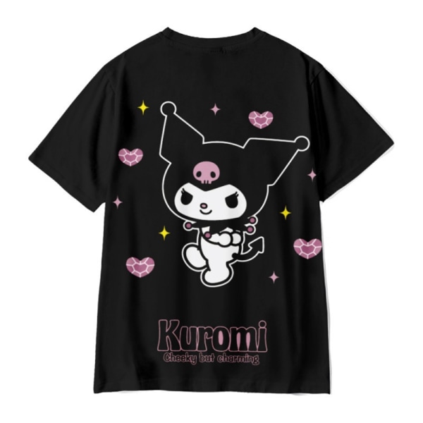 Kuromi Anime kortärmad T-shirt för kvinnor Basic Tee Top 2XL