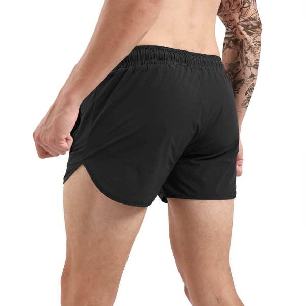 Solid Casual Fitness Training Sports Shorts för män med tre poäng black XL