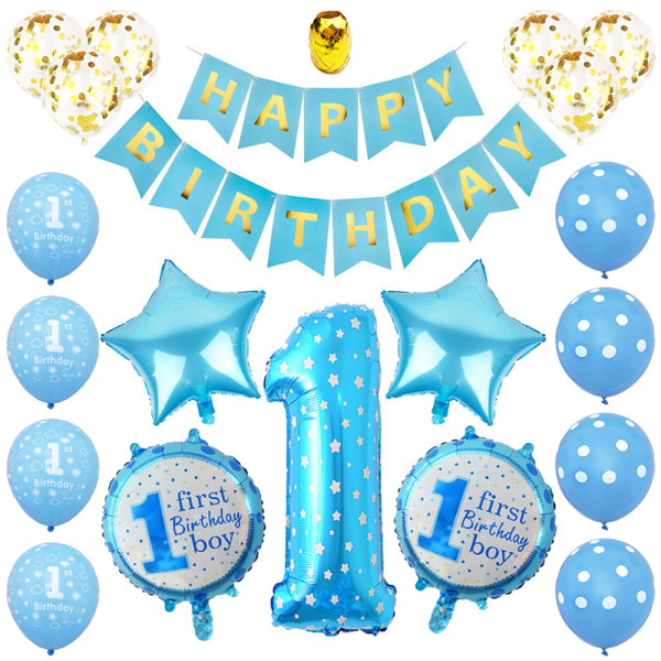Ett år gammal födelsedag dekoration set pojke blå part leveranser bule